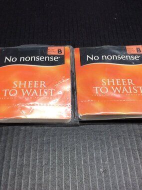 No Nonsense Navy Pantyhose Sheer To Waist Sheer Toe Size B Lot of 2 Packs